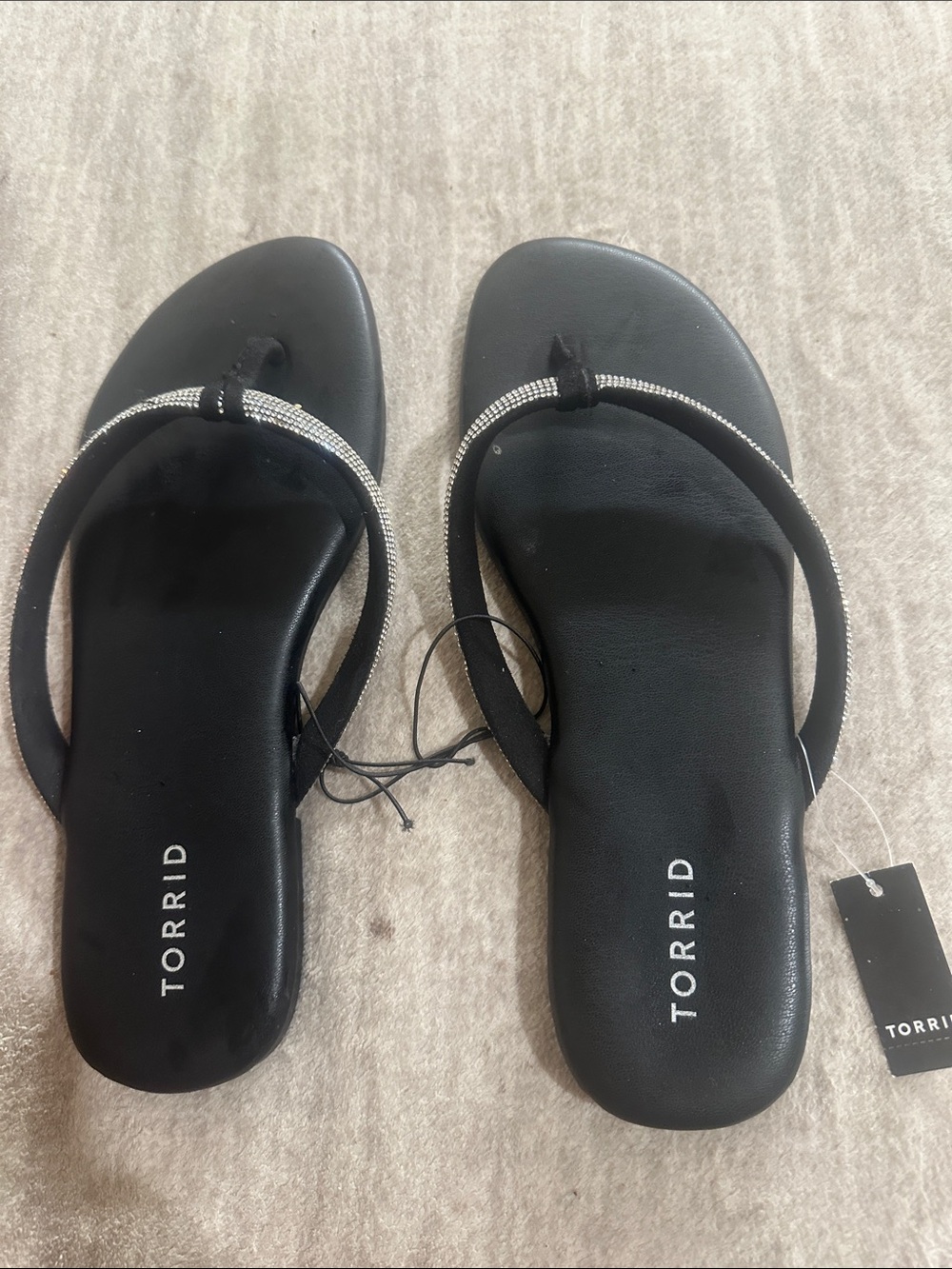 torrid Black Rhinestone T-Strap Sandals